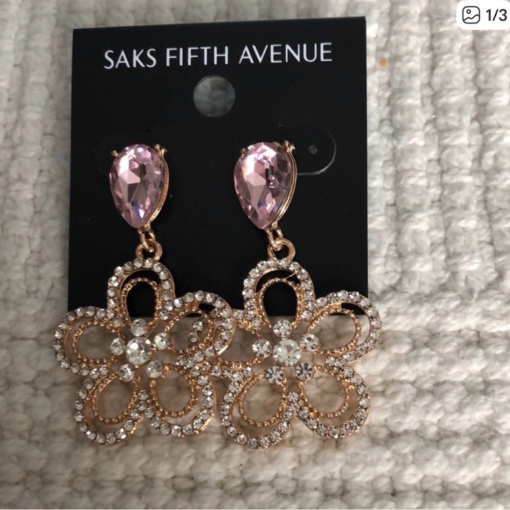 FINAL! Saks Fifth Avenue 4 pack Bundle Crystal Drop Earrings NWT - Picture 5 of 5